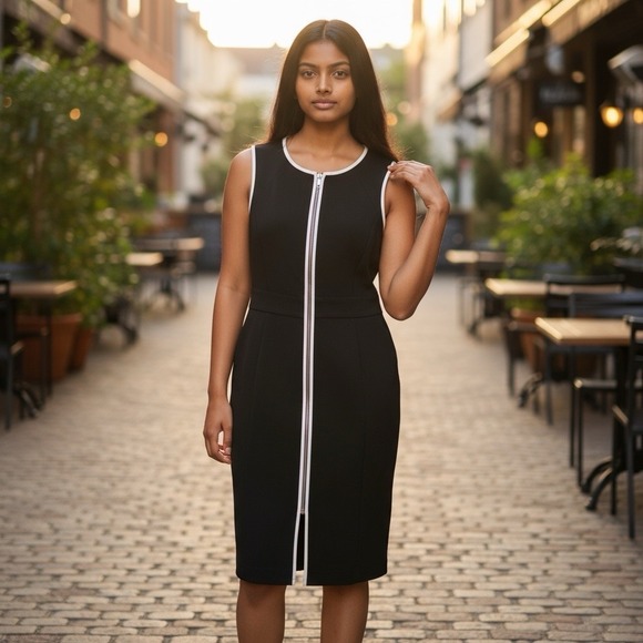 Lafayette 148 New York Dresses & Skirts - Lafayette 148 New York Black Sleeveless A-Line Zip Front Mini Dress 4 66982